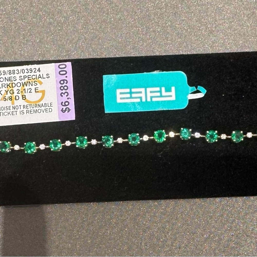Effy Genuine Emerald and 14 kt. Yellow Gld Bracelet